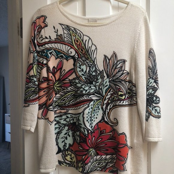 Chico's Sweaters - Chico's Paisley Print 3/4 sleeve sweater